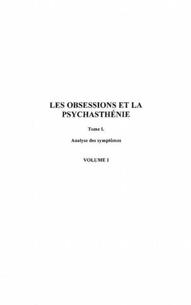 Produktbild: Les obsessions et la psychasthenie