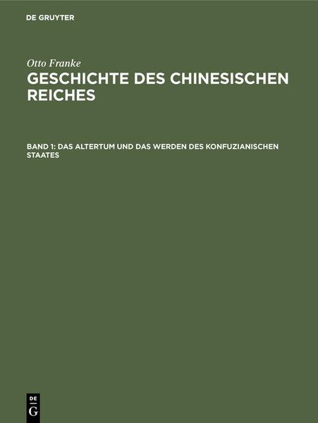 Produktbild: Das Altertum und das Werden des konfuzianischen Staates