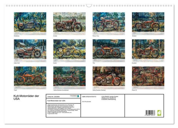 Produktbild: Kult-Motorr&auml;der der USA (Wandkalender 2027 DIN A2 quer), CALVENDO Monatskalender