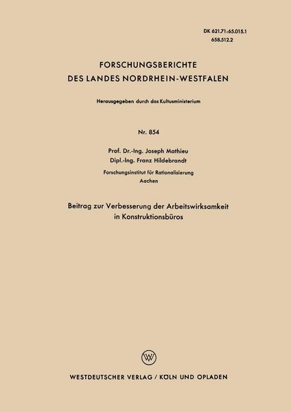 Produktbild: Beitrag zur Verbesserung der Arbeitswirksamkeit in Konstruktionsb&uuml;ros