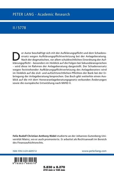 Produktbild: Aufkl&auml;rungspflicht und Schadensersatz wegen Aufkl&auml;rungspflichtverletzung am Beispiel der Anlageberatung