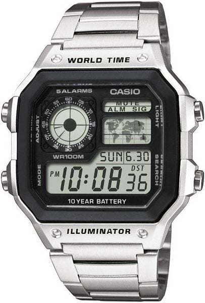 Casio Quarz Armbanduhr AE-1200WHD-1AVEF (B x H x T) 42.1 x 45 x 12.5 mm Gehäusematerial=Harz Material (Armband)=Edelstahl