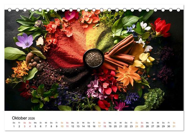 Produktbild: K&uuml;chenkalender Gew&uuml;rzwelt (Tischkalender 2026 DIN A5 quer), CALVENDO Monatskalender
