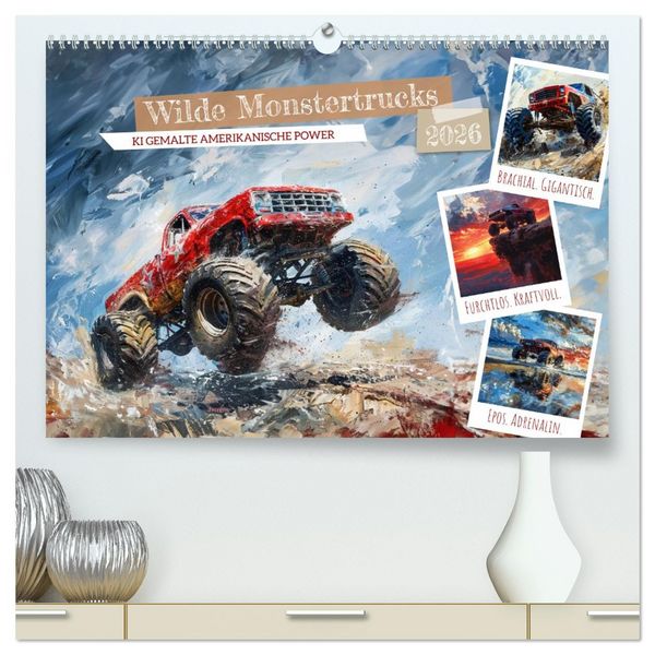 Wilde Monstertrucks (hochwertiger Premium Wandkalender 2026 DIN A2 quer), Kunstdruck in Hochglanz