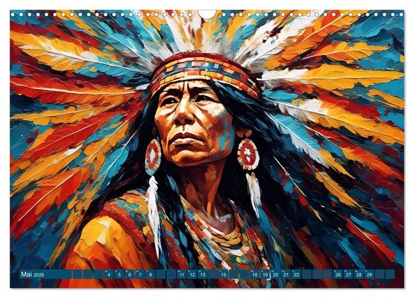 Produktbild: Portraits im Stil amerikanischer Ureinwohner (Wandkalender 2026 DIN A3 quer), CALVENDO Monatskalender