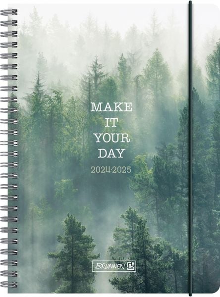 Schülerkalender 2024/2025 'Misty Forest', 2 Seiten = 1 Woche, A5, 208 Seiten, grün