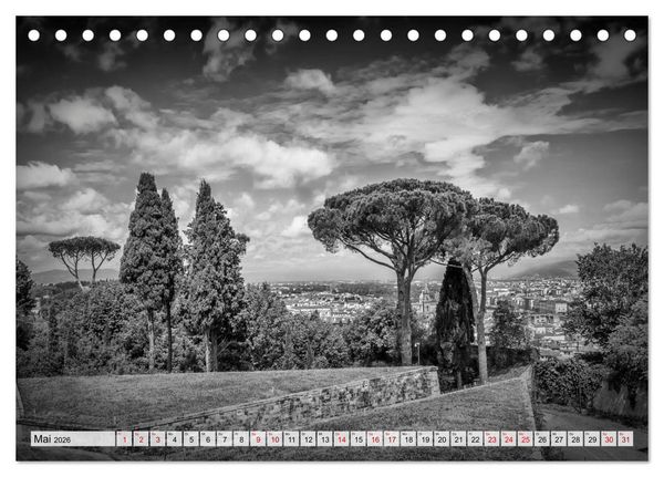 Produktbild: FLORENZ Monochrome Impressionen (Tischkalender 2026 DIN A5 quer), CALVENDO Monatskalender