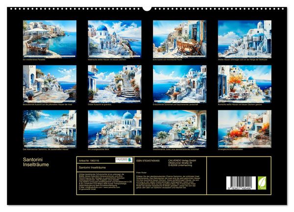 Produktbild: Santorini Inseltr&auml;ume (hochwertiger Premium Wandkalender 2026 DIN A2 quer), Kunstdruck in Hochglanz