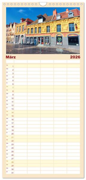 Produktbild: Familienplaner 2026 - Lille - Charmante Metropole in Nordfrankreich mit 5 Spalten (Wandkalender, 21 x 45 cm) CALVENDO