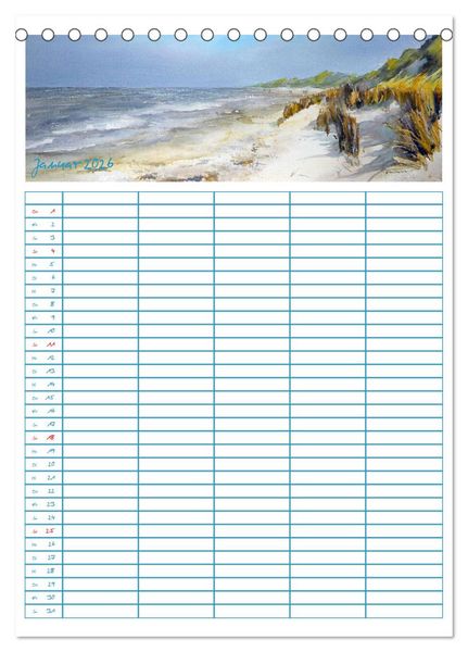 Produktbild: Amrumaquarelle (Tischkalender 2026 DIN A5 hoch), CALVENDO Monatskalender