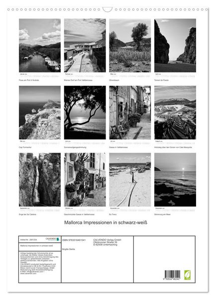 Produktbild: Mallorca Impressionen in schwarz-wei&szlig; (Wandkalender 2026 DIN A2 hoch), CALVENDO Monatskalender