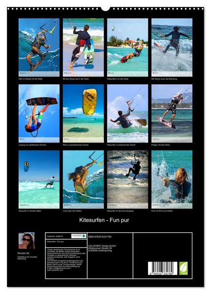 Produktbild: Kitesurfen - Fun pur (hochwertiger Premium Wandkalender 2026 DIN A2 hoch), Kunstdruck in Hochglanz