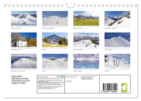 Produktbild: Oberstdorf. Atemberaubende Ansichten aus den Allg&auml;uer Alpen (Wandkalender 2026 DIN A4 quer), CALVENDO Monatskalender