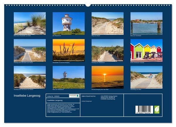 Produktbild: Inselliebe Langeoog (hochwertiger Premium Wandkalender 2026 DIN A2 quer), Kunstdruck in Hochglanz