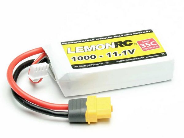 Produktbild: LemonRC Modellbau-Akkupack (LiPo) 11.1V 1000 mAh Zellen-Zahl: 3 35 C Softcase XT60