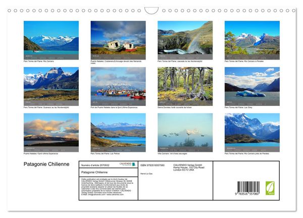Produktbild: Patagonie Chilienne (Calendrier mural 2026 DIN A3 vertical), CALVENDO calendrier mensuel