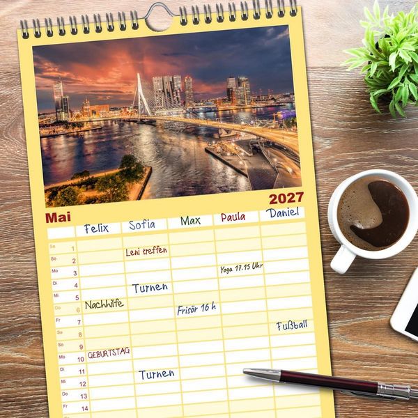 Produktbild: Familienplaner 2027 - Rotterdam - Die heimliche Hauptstadt der Niederlande mit 5 Spalten (Wandkalender, 21 x 45 cm) CALVENDO