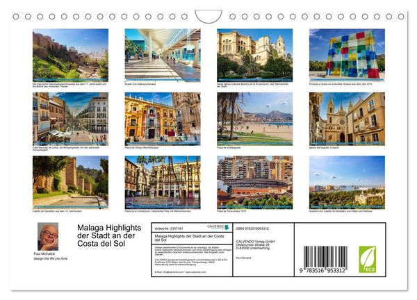 Produktbild: Malaga Highlights der Stadt an der Costa del Sol (Wandkalender 2027 DIN A4 quer), CALVENDO Monatskalender