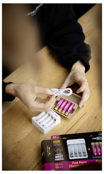 Produktbild: Ansmann Pure Power Set 4&times; Mignon AA Akkus und Lademodul Mignon (AA)-Akku Li-Ion 3250 mAh 1.5 V 1 St.