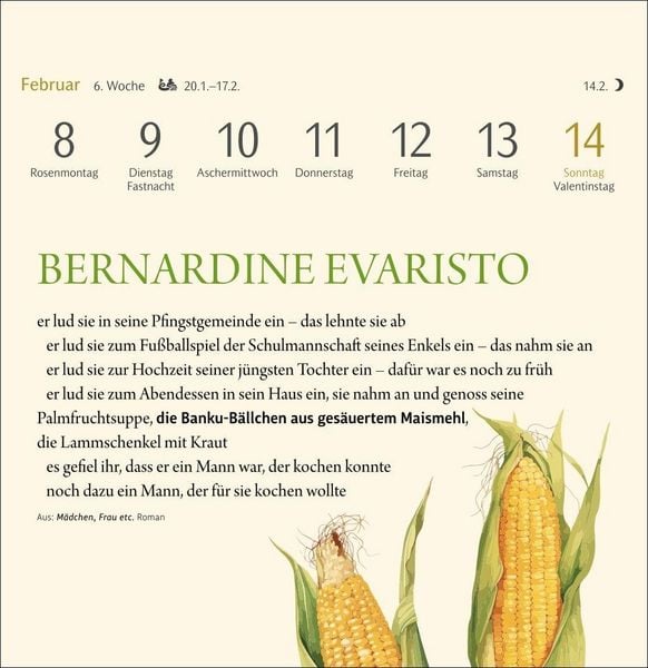 Produktbild: Der kleine literarische K&uuml;chenkalender Premium-Postkartenkalender 2027 - Mit Texten und Rezepten