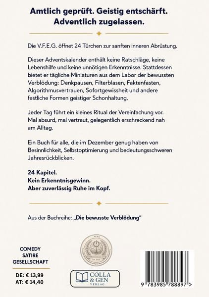 Produktbild: Adventskalender der bewussten Verbl&ouml;dung &ndash; Ein Aufruf zur geistigen Abr&uuml;stung