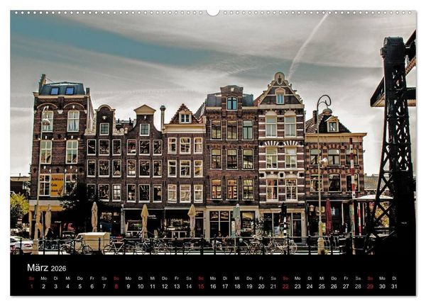 Produktbild: psychadelic Amsterdam - Stadtansichten zwischen Tag und Traum (Wandkalender 2026 DIN A2 quer), CALVENDO Monatskalender