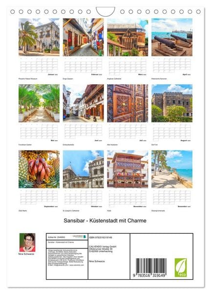 Produktbild: Sansibar - K&uuml;stenstadt mit Charme (Wandkalender 2026 DIN A4 hoch), CALVENDO Monatskalender