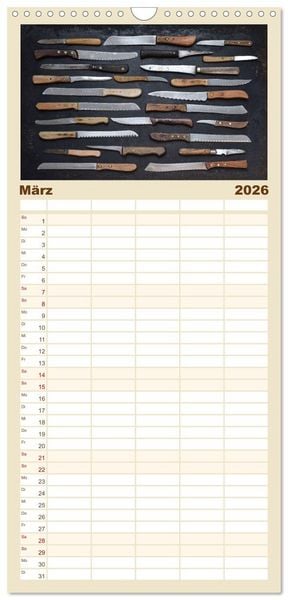 Produktbild: Familienplaner 2026 - K&uuml;chenutensilien mit 5 Spalten (Wandkalender, 21 x 45 cm) CALVENDO