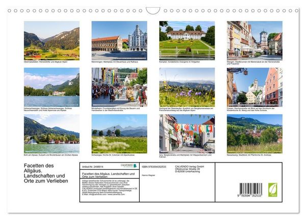 Produktbild: Facetten des Allg&auml;us. Landschaften und Orte zum Verlieben (Wandkalender 2027 DIN A3 quer), CALVENDO Monatskalender
