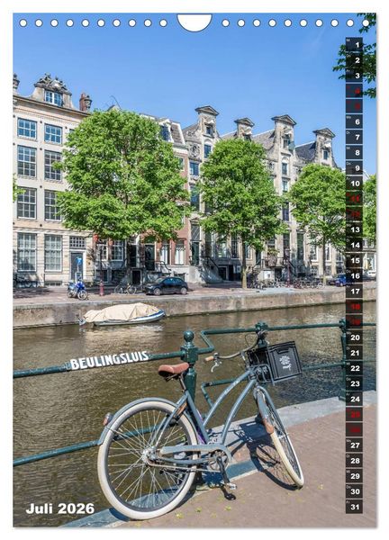 Produktbild: AMSTERDAM Charmantes Stadtherz (Wandkalender 2026 DIN A4 hoch), CALVENDO Monatskalender