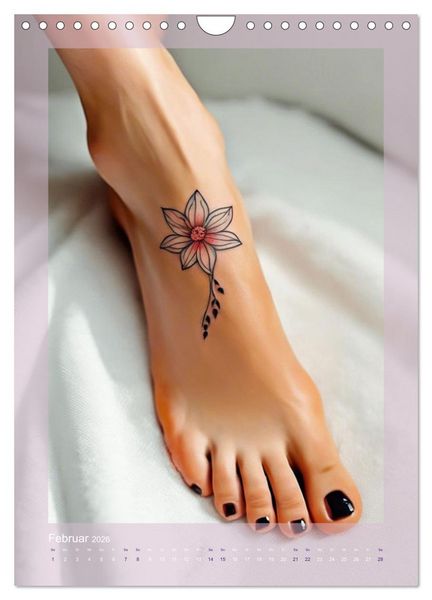 Produktbild: Florale Tattoos Stilvoll und minimalistisch (Wandkalender 2026 DIN A4 hoch), CALVENDO Monatskalender