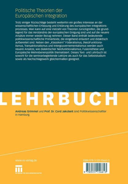 Produktbild: Politische Theorien der Europ&auml;ischen Integration