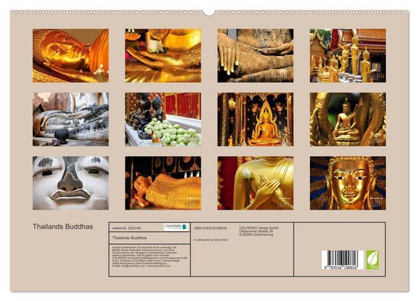 Produktbild: Thailands Buddhas (hochwertiger Premium Wandkalender 2026 DIN A2 quer), Kunstdruck in Hochglanz