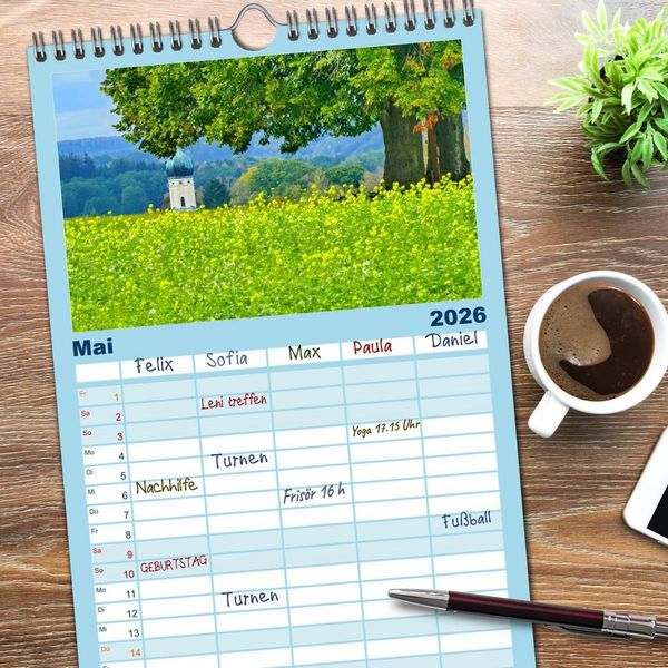 Produktbild: Familienplaner 2026 - Die Stauden, Naturpark in den westlichen W&auml;lder Augsburgs mit 5 Spalten (Wandkalender, 21 x 45 cm) CALVENDO
