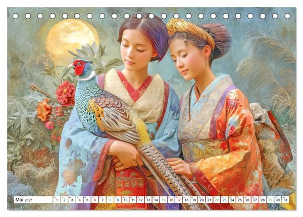 Produktbild: Japanisch inspirierte Werke - Mit Japans traditionellen Tieren (Tischkalender 2027 DIN A5 quer), CALVENDO Monatskalender