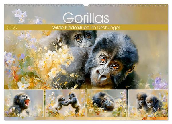 Produktbild: Gorillas. Wilde Kinderstube im Dschungel (Wandkalender 2027 DIN A2 quer), CALVENDO Monatskalender