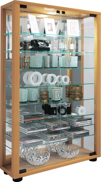 Produktbild: Glas Stand Vitrine Sammelvitrine Lumo Mini Spiegel