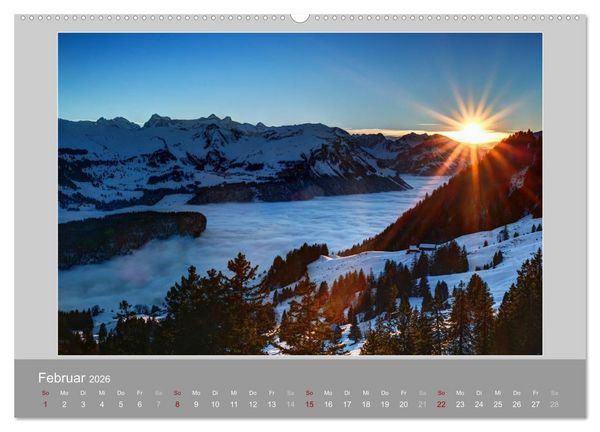 Produktbild: Schweiz - Impressionen der idyllischen Bergwelt im Laufe der Jahreszeiten (Wandkalender 2026 DIN A2 quer), CALVENDO Monatskalender