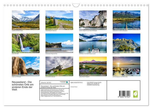 Produktbild: Neuseeland - Die sch&ouml;nsten Orte am anderen Ende der Welt (Wandkalender 2026 DIN A3 quer), CALVENDO Monatskalender