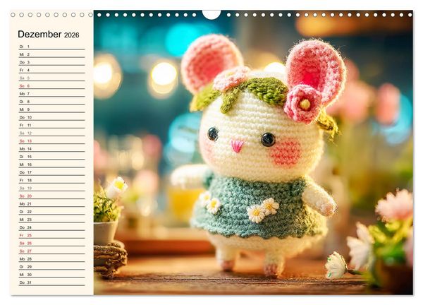 Produktbild: Kleine Freunde aus Wolle. Zauberhaft geh&auml;kelte Tierchen (Wandkalender 2026 DIN A3 quer), CALVENDO Monatskalender