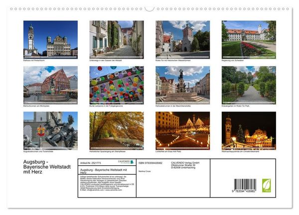 Produktbild: Augsburg - Bayerische Weltstadt mit Herz (hochwertiger Premium Wandkalender 2027 DIN A2 quer), Kunstdruck in Hochglanz