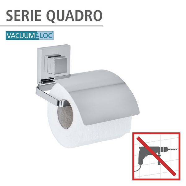 Produktbild: Vacuum-Loc&reg; Edelstahl Toilettenpapierhalter Cover Mod. Quadro, Befestigen ohne bohren