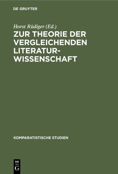 Produktbild: Zur Theorie der vergleichenden Literaturwissenschaft