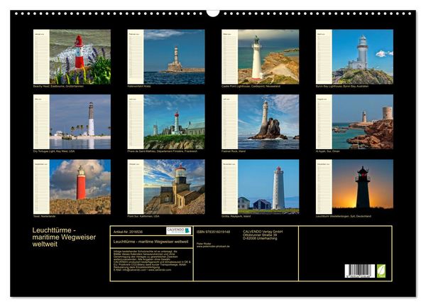 Produktbild: Leuchtt&uuml;rme - maritime Wegweiser weltweit (Wandkalender 2026 DIN A2 quer), CALVENDO Monatskalender