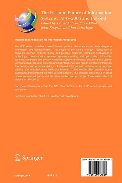 Produktbild: The Past and Future of Information Systems: 1976 -2006 and Beyond