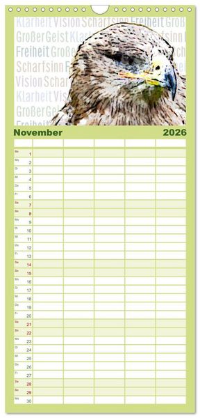 Produktbild: Familienplaner 2026 - Mein wildes Krafttier voller Achtsamkeit mit 5 Spalten (Wandkalender, 21 x 45 cm) CALVENDO