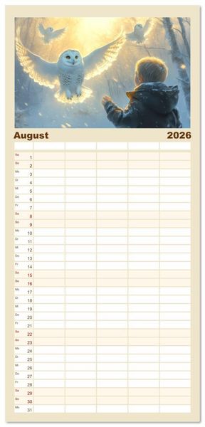 Produktbild: Familienplaner 2026 - Vertr&auml;umte Begegnungen - Kinderkalender mit 5 Spalten (Wandkalender, 21 x 45 cm) CALVENDO