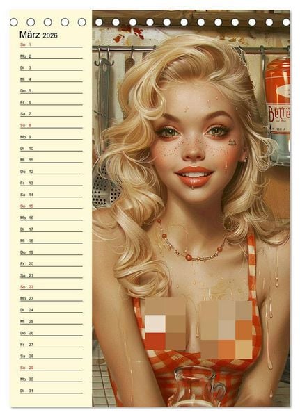 Produktbild: Schatz, ich hab gekocht! Sexy-lustige Pin-up-Girls in der K&uuml;che (Tischkalender 2026 DIN A5 hoch), CALVENDO Monatskalender