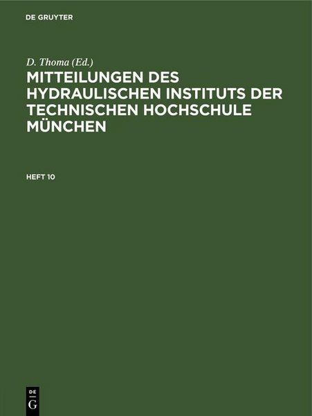 Produktbild: Mitteilungen des Hydraulischen Instituts der Technischen Hochschule M&uuml;nchen
