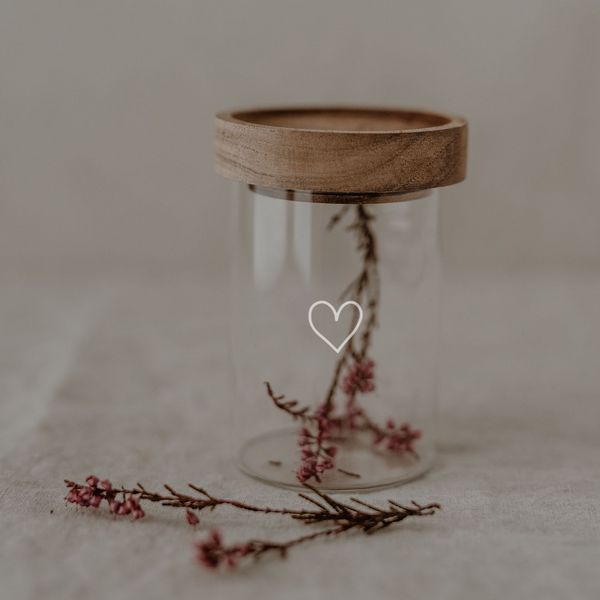 Produktbild: Mini Vorratsglas Herz wei&szlig; 9cm